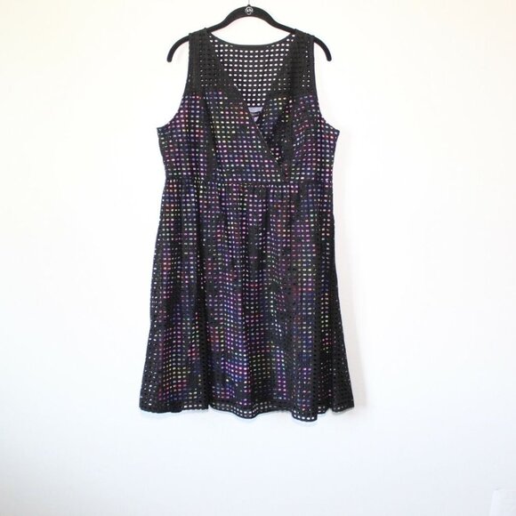 NWT Lane Bryant Perforated Eyelet Dress Black Multicolor Plus Size 18 H12952 - Picture 7 of 11